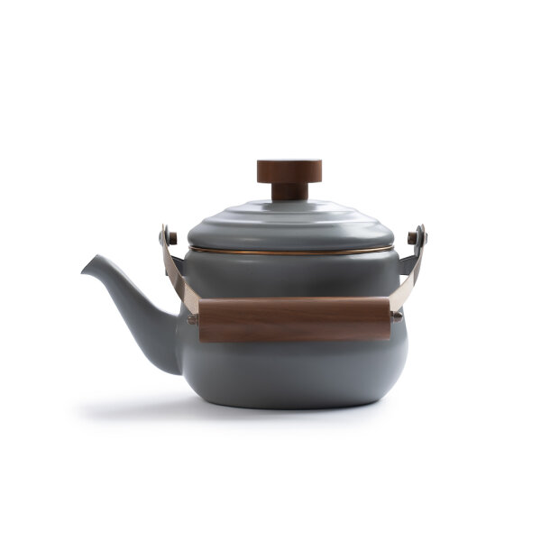 Enamel Teapot with wooden handle | slate grey