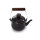Emaille Teekanne mit Holzgriff | dunkelgrau