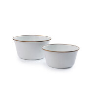 Enamel bowl set of 2 - small and large | egg shell