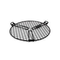 Robust, round grill grate with sturdy legs for campfire