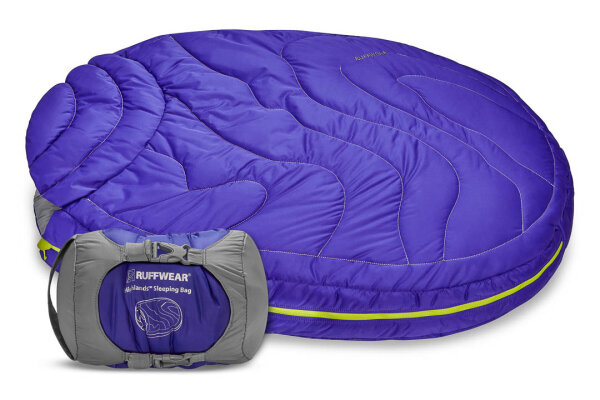RUFFWEAR Highlands Sleeping Bag™ - Hundeschlafsack für Outdoor und Camping | Huckleberry Blue